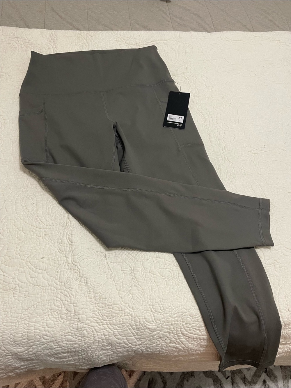 Women's Performance Leggings in Grey Olive Color-BRWT-Size XL